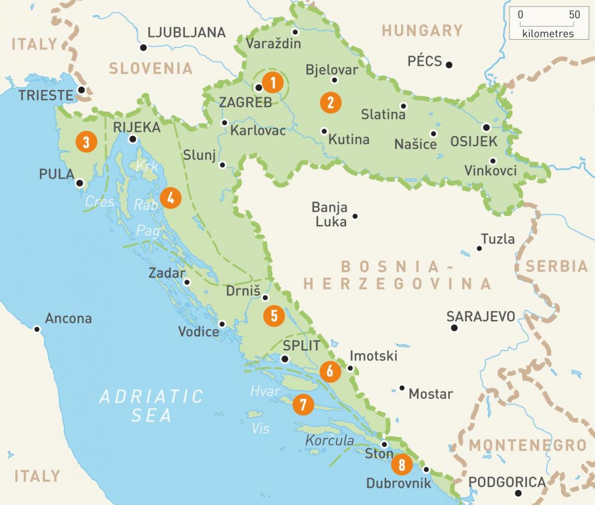 peta croatia dan pulau-pulau